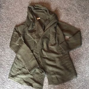 Olive green sweater cardigan